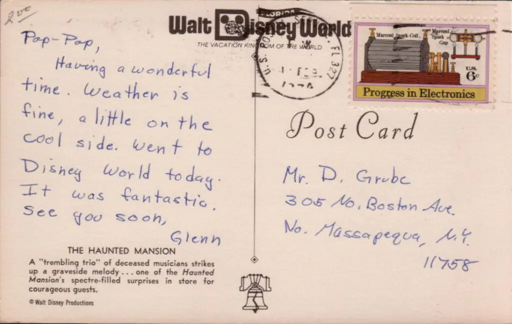 Postcard sent to Mr. D Grubc